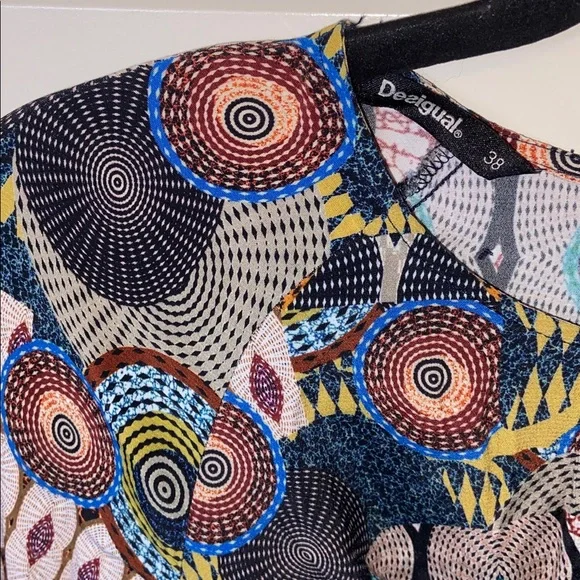 Desigual 🌈 Vibrant Patterned Long Sleeve Dress - Picture 8 of 10